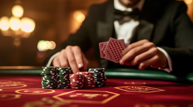 Live dealer at m11 toto blackjack table with HD studio setup